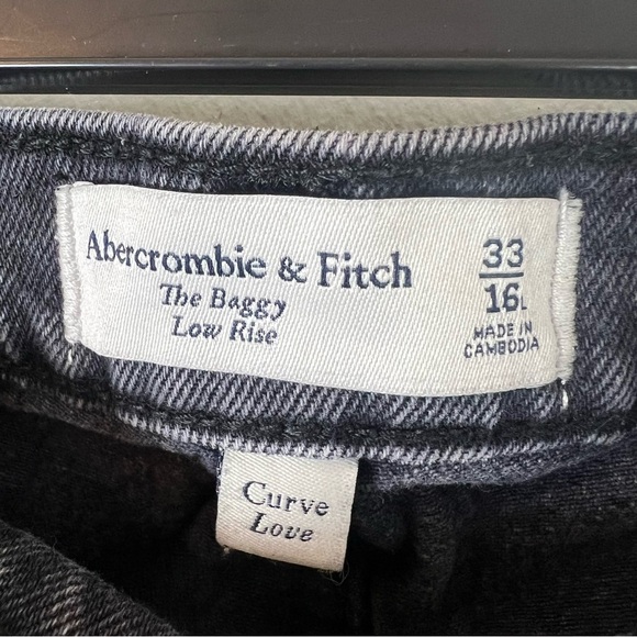 Abercrombie & Fitch The Baggy Low Rise Jeans Curve Love Black Size 33 / 16 Long - Picture 8 of 10